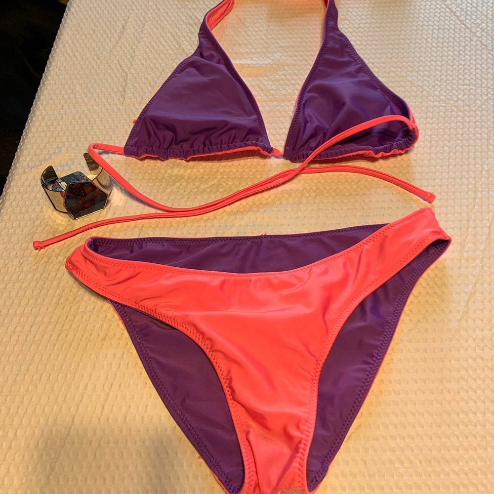 Vibrant Purple and Pink Bikini Set
